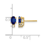 14k 6x4mm Oval Sapphire and VS Quality Diamond Post Earrings