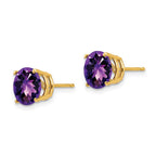 14k 8mm Round Checker-cut Amethyst Post Earrings