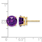 14k 8mm Round Checker-cut Amethyst Post Earrings