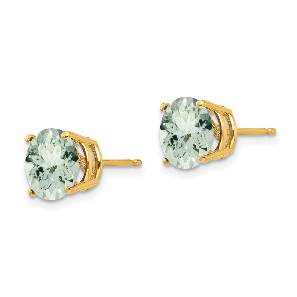 14k 8mm Round Green Quartz Post Earrings