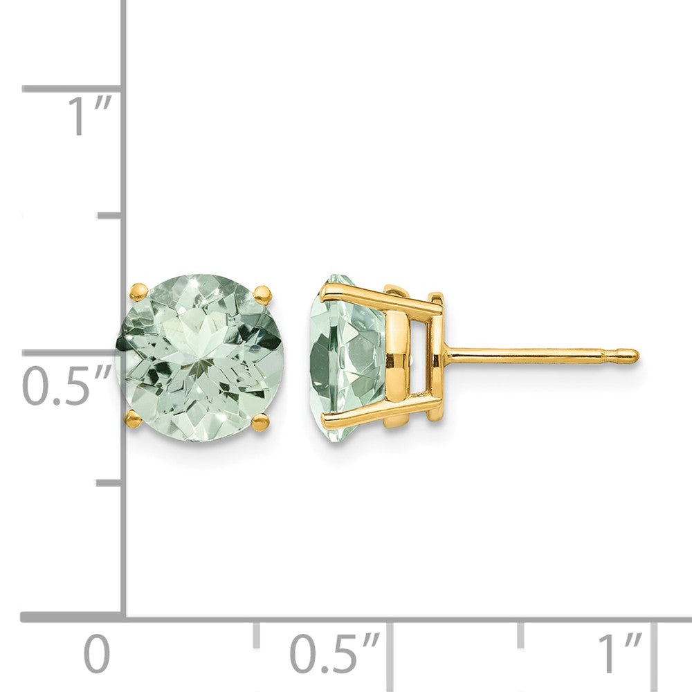 14k 8mm Round Green Quartz Post Earrings