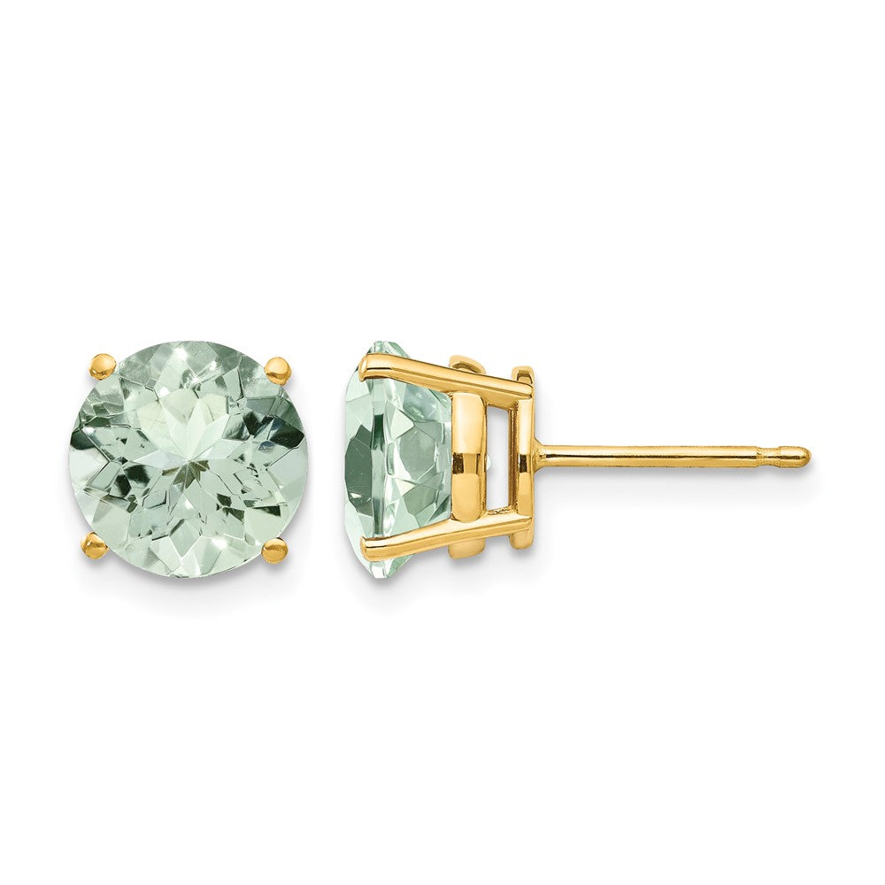 14k 8mm Round Green Quartz Post Earrings