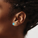 14k 8mm Round Blue Topaz Post Earrings