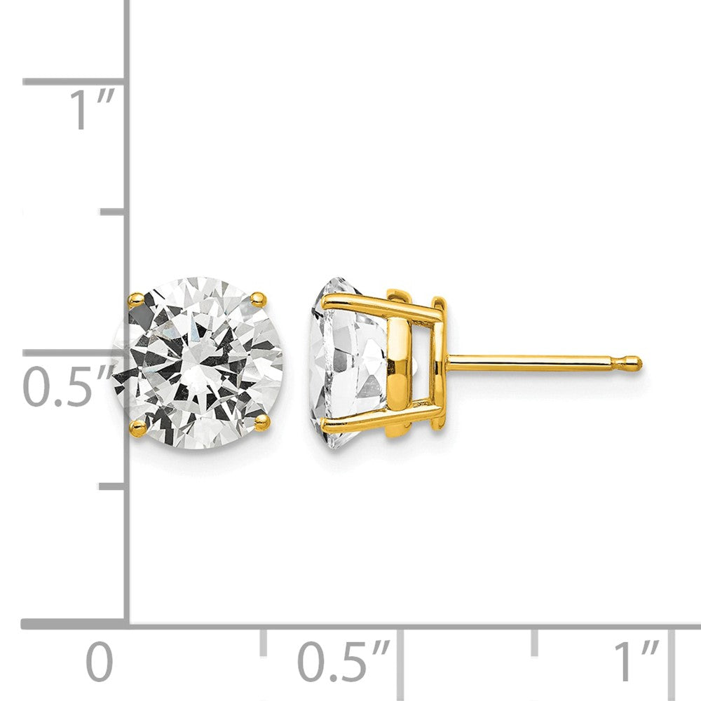 14k 8mm Round Cubic Zirconia Post Earrings