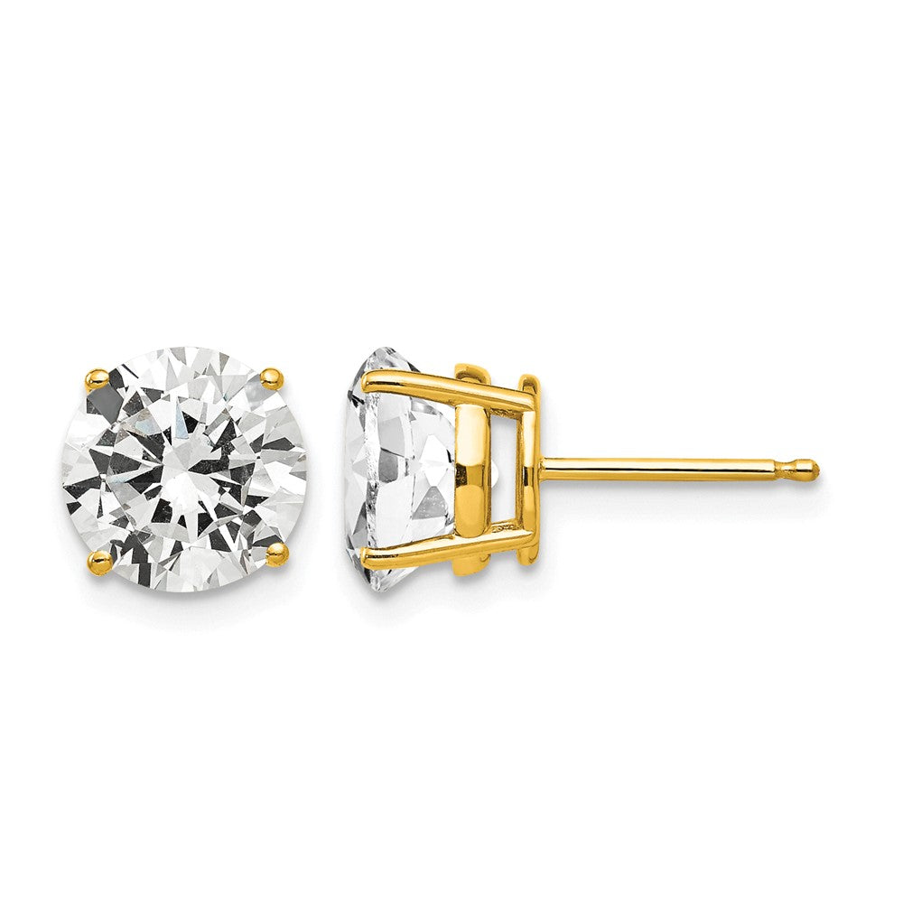 14k 8mm Round Cubic Zirconia Post Earrings