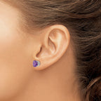 14k White Gold 8mm Round Amethyst Post Earrings