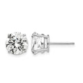 14k White Gold 8mm Round Cubic Zirconia Post Earrings