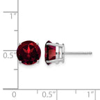 14k White Gold 8mm Round Garnet Post Earrings