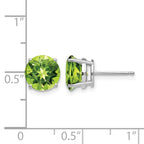 14k White Gold 8mm Round Peridot Post Earrings