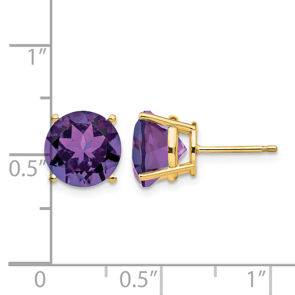 14k 9mm Round Amethyst Stud Earrings