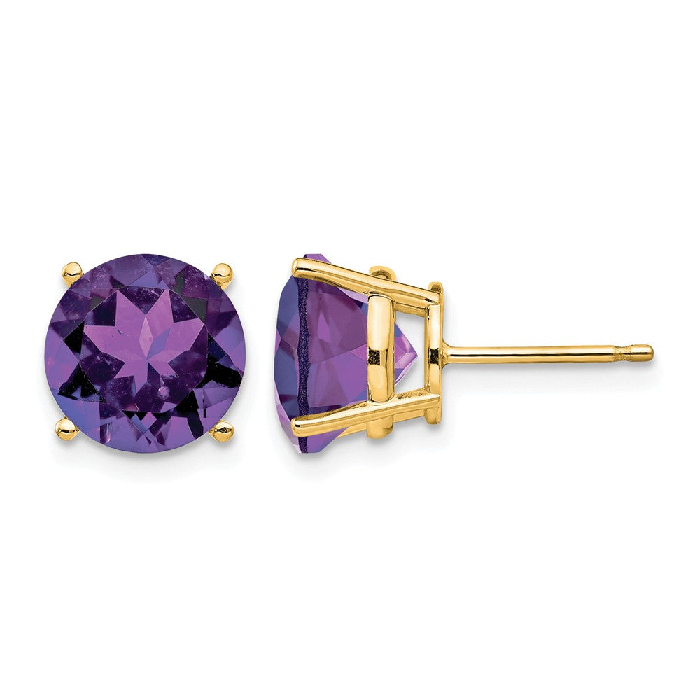 14k 9mm Round Amethyst Stud Earrings
