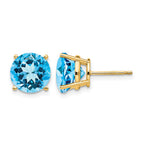 14k 9mm Round Blue Topaz Stud Earrings