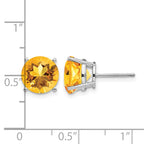 14k White Gold 9mm Round Citrine Stud Earrings