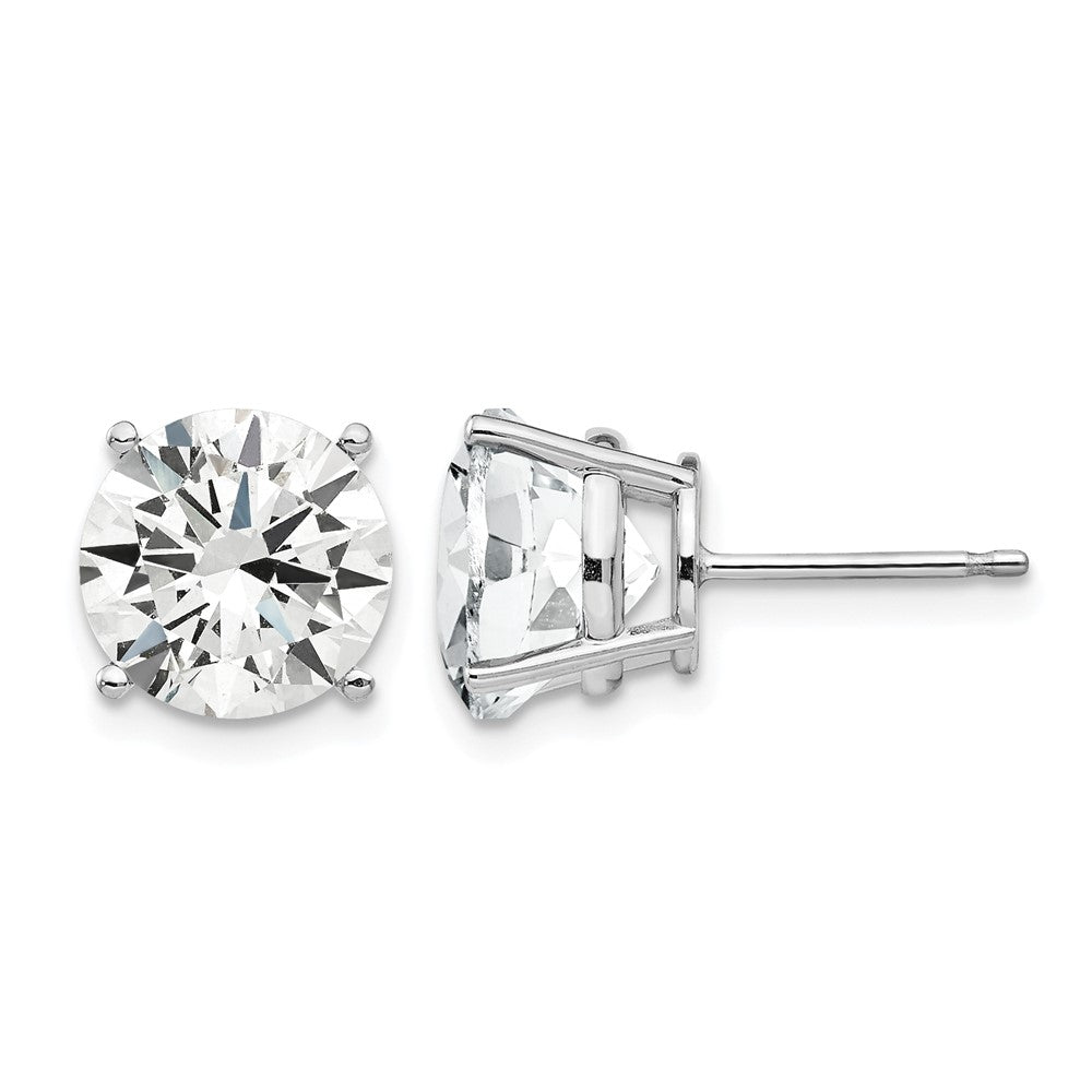 14k White Gold 9mm Round Cubic Zirconia Post Earrings