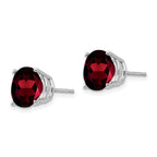 14k White Gold 9mm Round Garnet Post Earrings