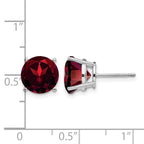 14k White Gold 9mm Round Garnet Post Earrings
