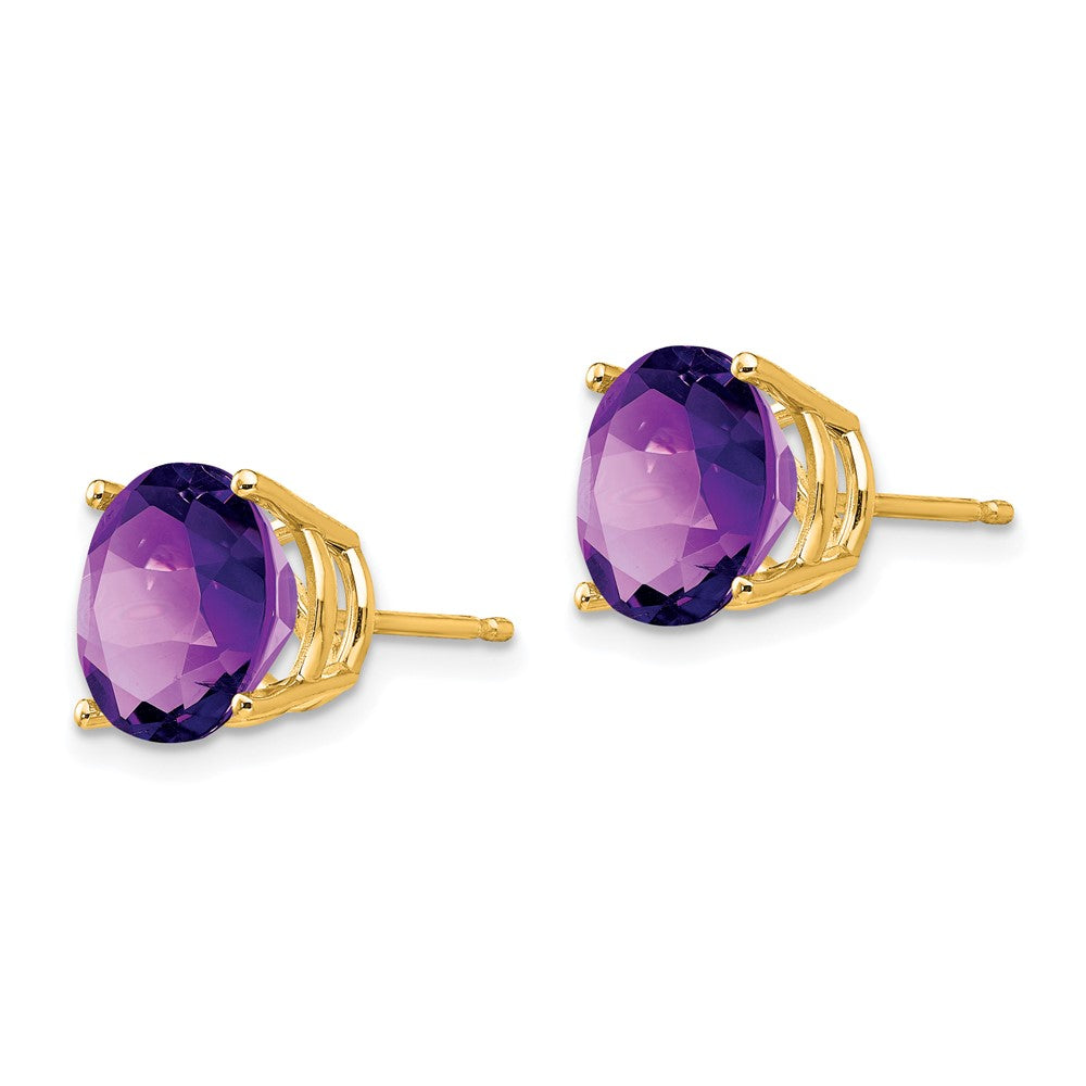 14k 10mm Round Amethyst Post Earrings