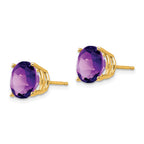 14k 10mm Round Amethyst Post Earrings