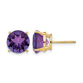 14k 10mm Round Amethyst Post Earrings