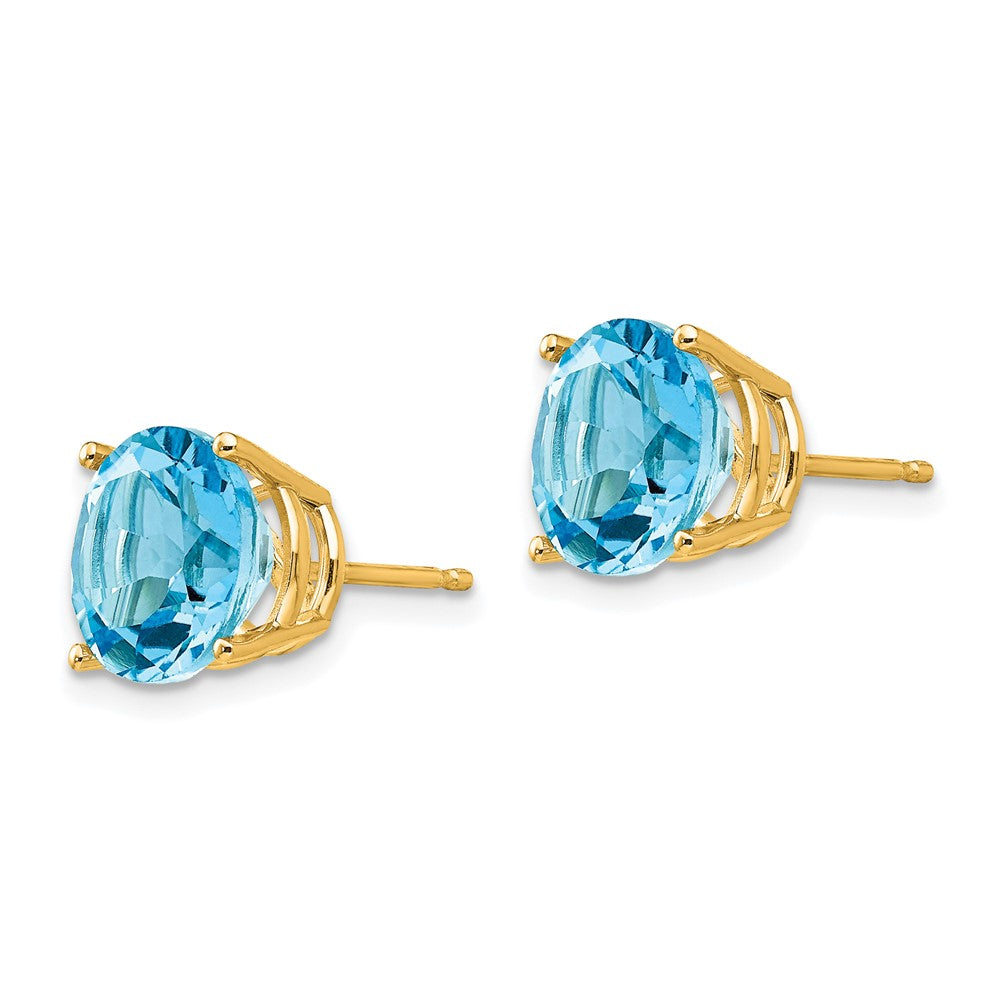 14k 10mm Round Blue Topaz Post Earrings
