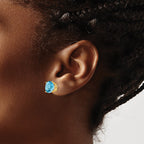 14k 10mm Round Blue Topaz Post Earrings
