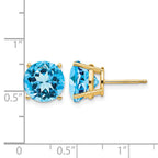 14k 10mm Round Blue Topaz Post Earrings