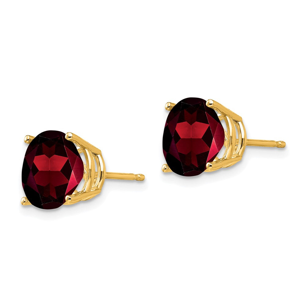 14k 10mm Round Garnet Post Earrings