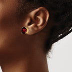 14k 10mm Round Garnet Post Earrings