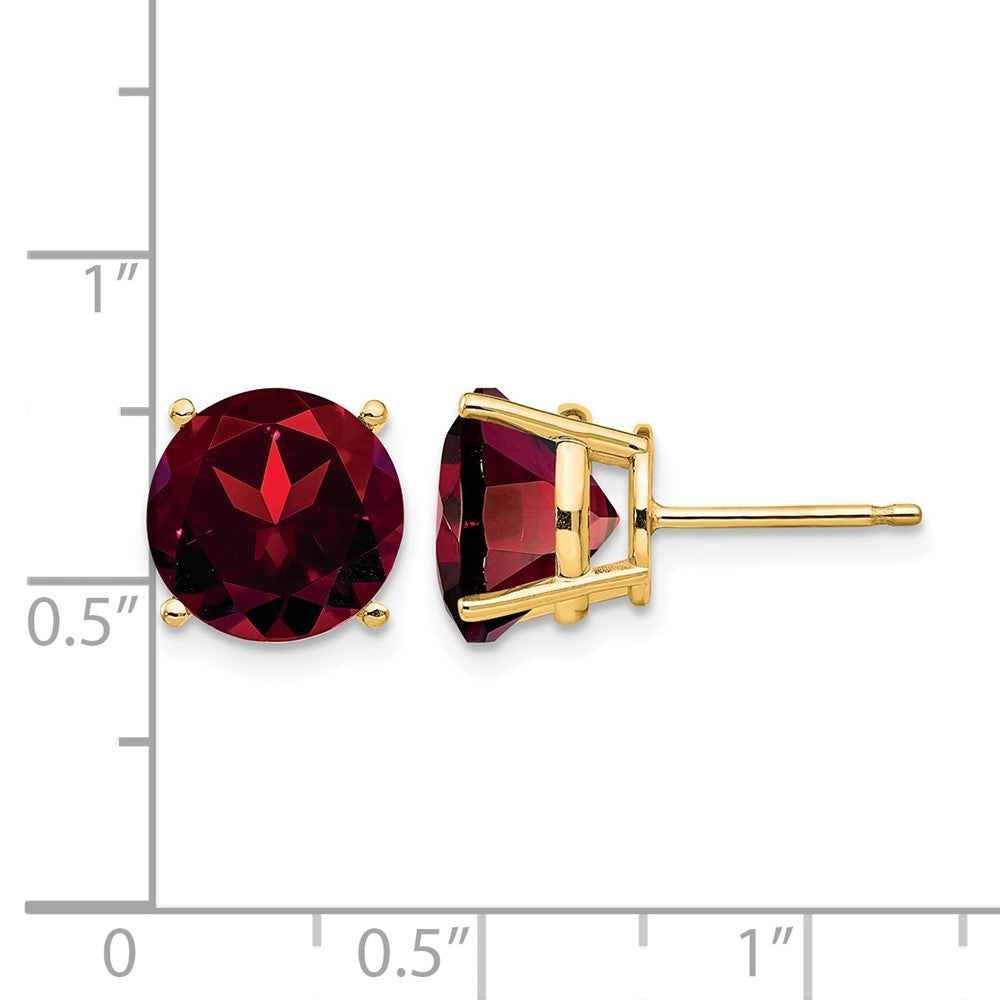 14k 10mm Round Garnet Post Earrings