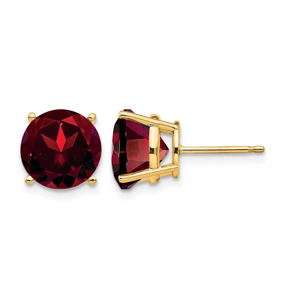 14k 10mm Round Garnet Post Earrings