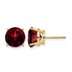 14k 10mm Round Garnet Post Earrings