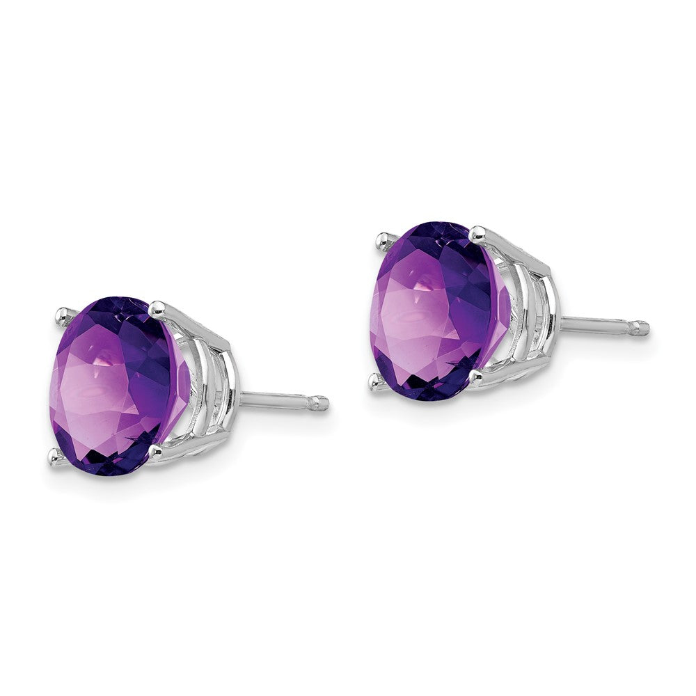 14k White Gold 10mm Round Amethyst Stud Earrings
