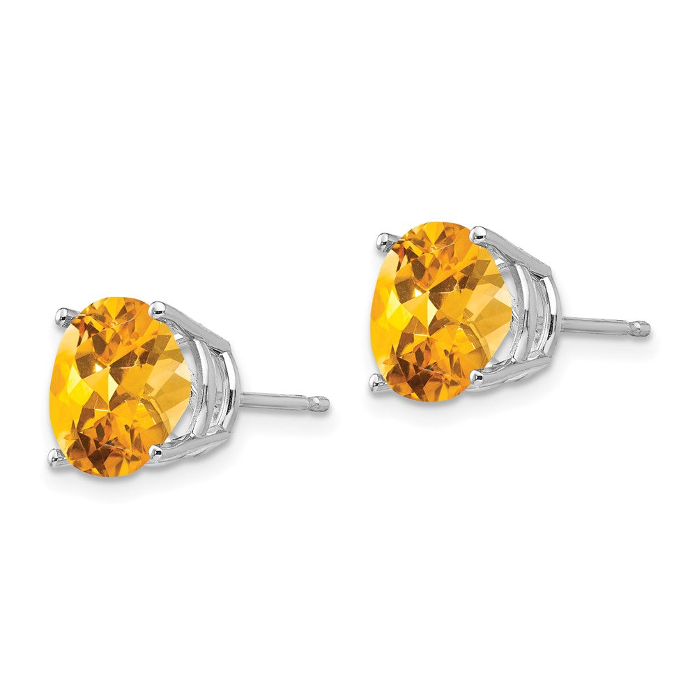 14k White Gold 10mm Round Citrine Stud Earrings