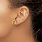 14k White Gold 10mm Round Citrine Stud Earrings