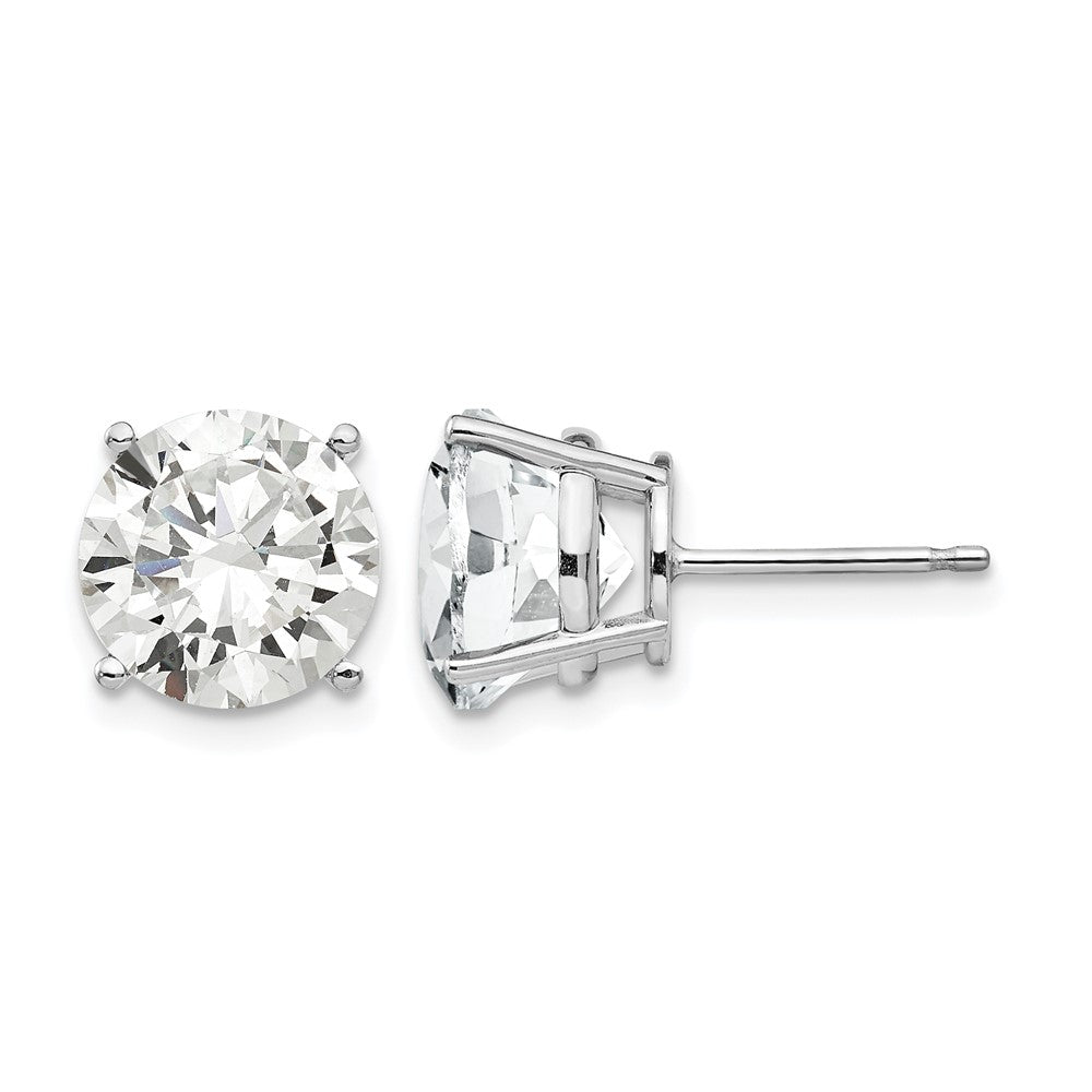 14k White Gold 10mm Round Cubic Zirconia Post Earrings