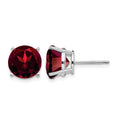14k White Gold 10mm Round Garnet Post Earrings