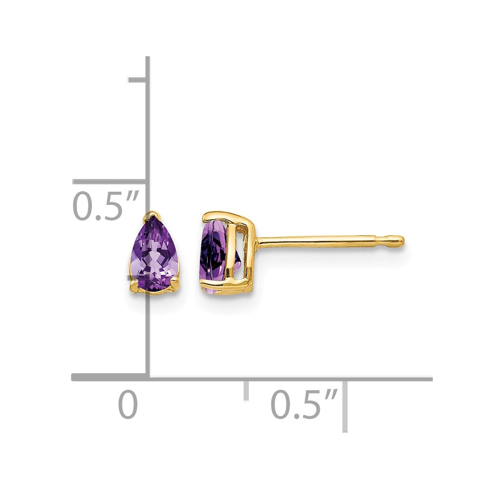 14k 5x3mm Pear Amethyst Post Earrings
