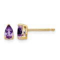 14k 5x3mm Pear Amethyst Post Earrings