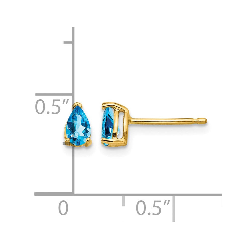 14k 5x3mm Pear Blue Topaz Post Earrings