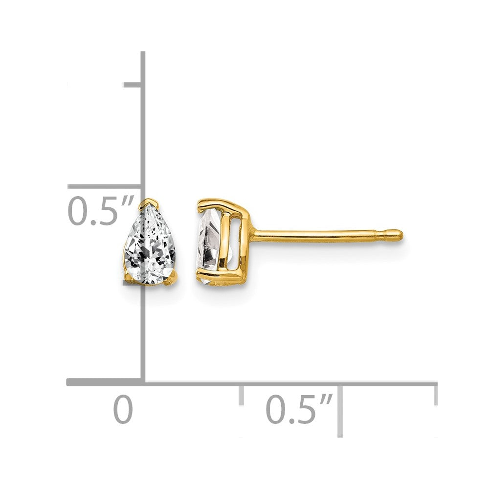 14k 5x3mm Pear Cubic Zirconia Post Earrings