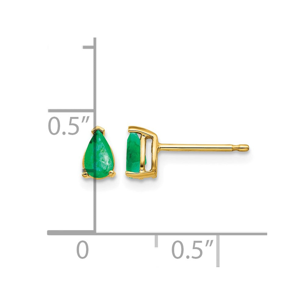 14k 5x3mm Pear Emerald Post Earrings