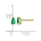 14k 5x3mm Pear Emerald Post Earrings