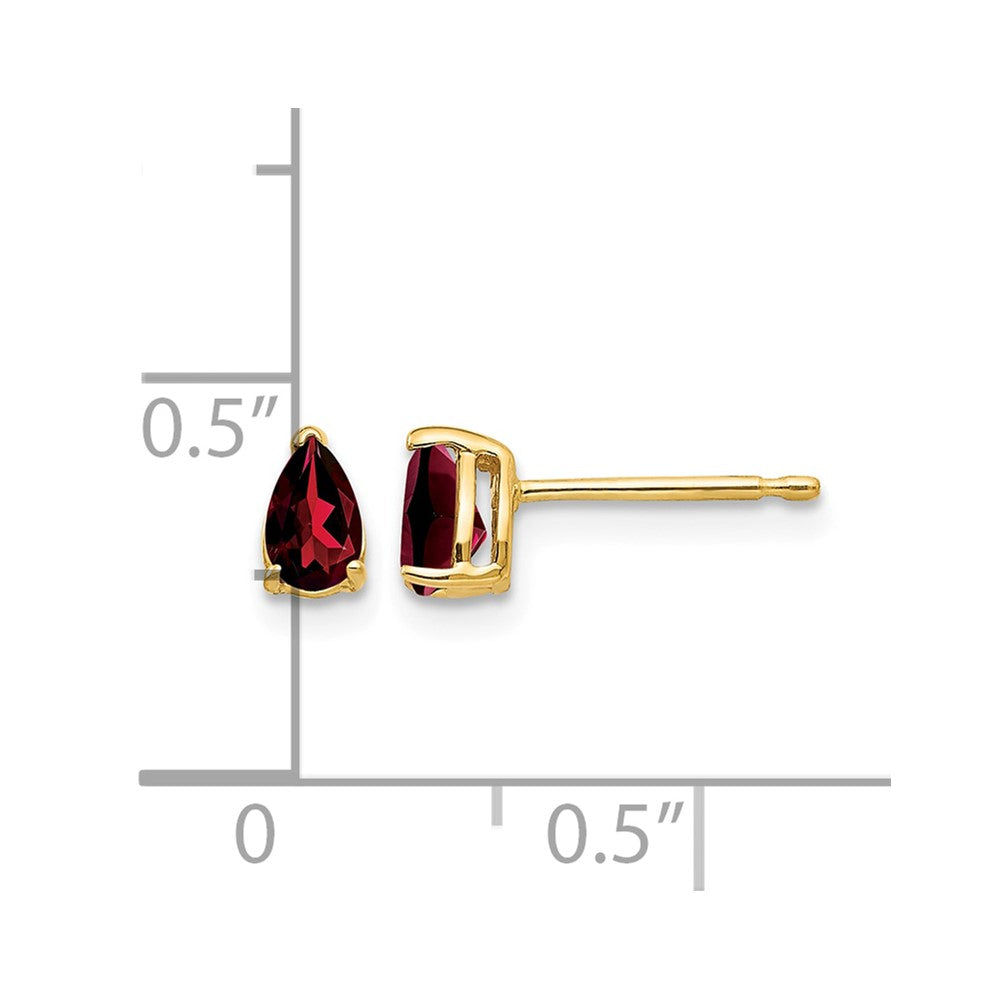 14k 5x3mm Pear Garnet Post Earrings