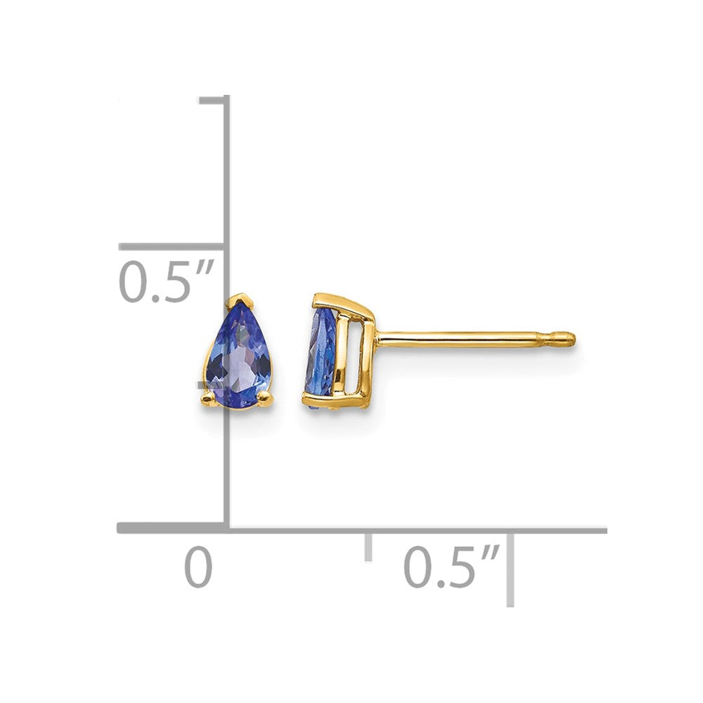 14k 5x3mm Pear Tanzanite Post Earrings