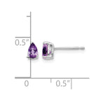 14k White Gold 5x3mm Pear Amethyst Post Earrings
