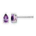 14k White Gold 5x3mm Pear Amethyst Post Earrings