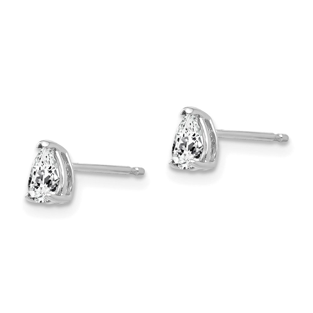 14k White Gold 5x3mm Pear Cubic Zirconia Stud Earrings