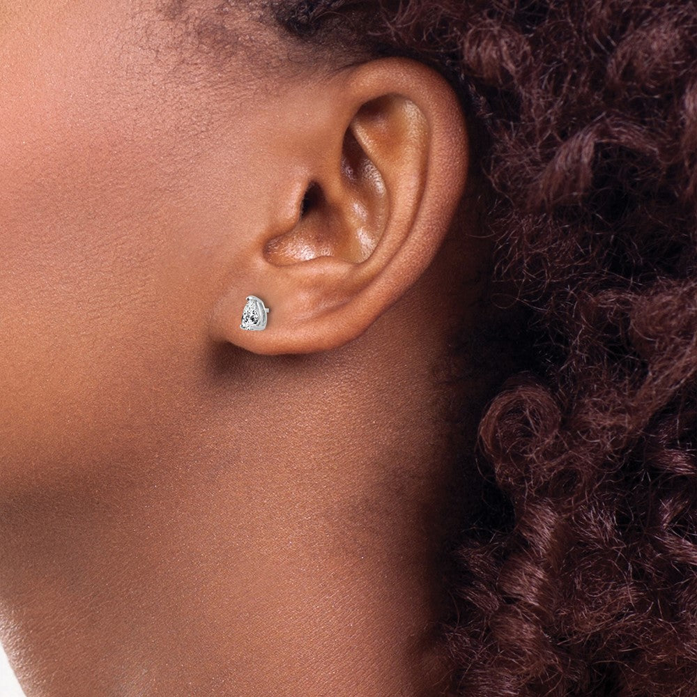 14k White Gold 5x3mm Pear Cubic Zirconia Stud Earrings