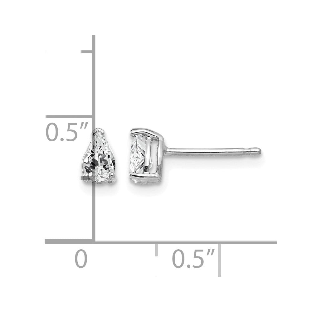 14k White Gold 5x3mm Pear Cubic Zirconia Stud Earrings