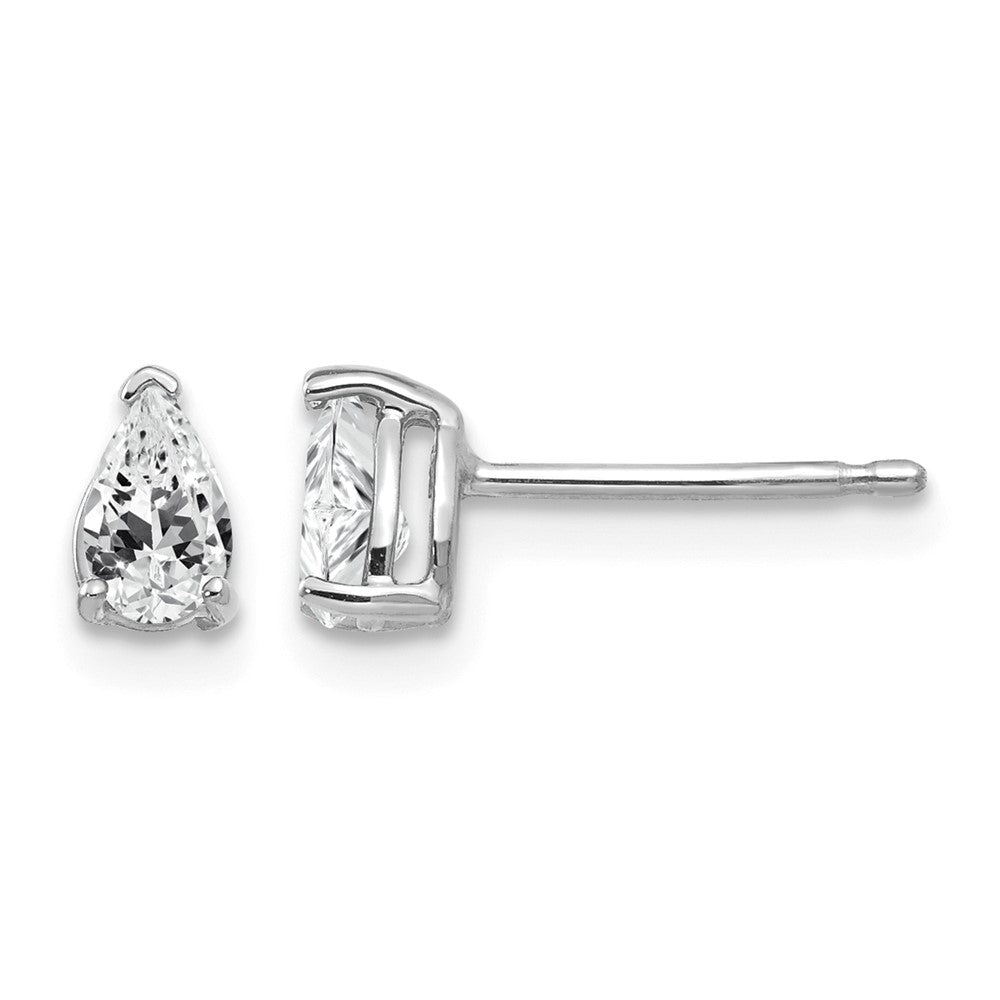 14k White Gold 5x3mm Pear Cubic Zirconia Stud Earrings
